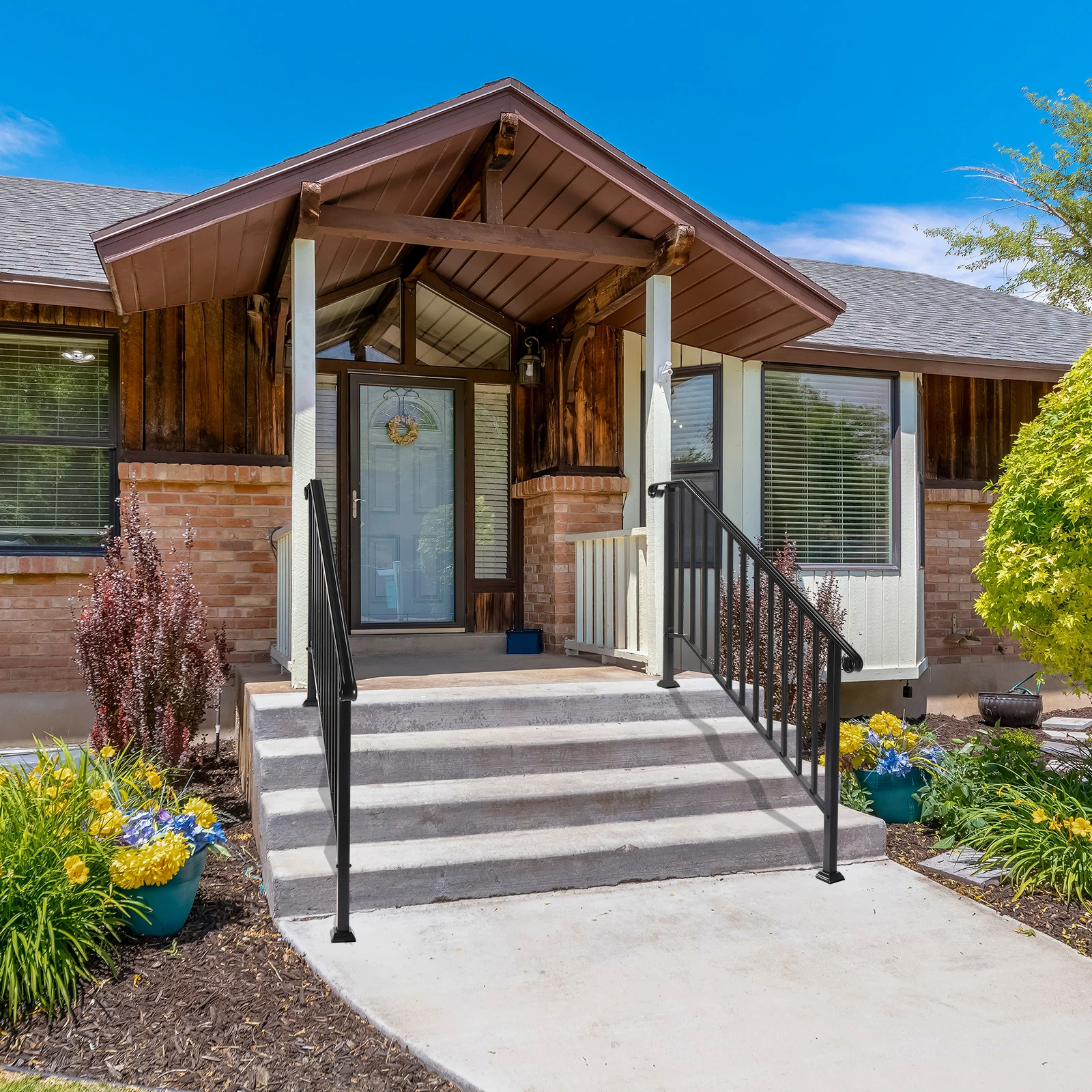 

Artisasset Matte Black Outdoor Four-Layer Iron Handrail Fence