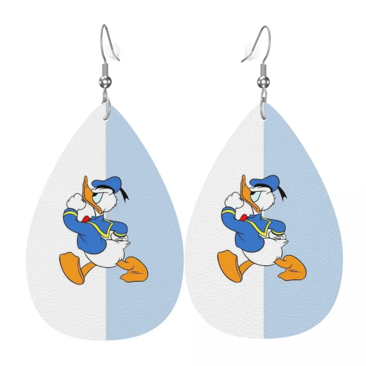

Кожаные серьги с Дональдом Даком на заказ для женщин, забавные мультяшные висячие серьги, ювелирные аксессуары