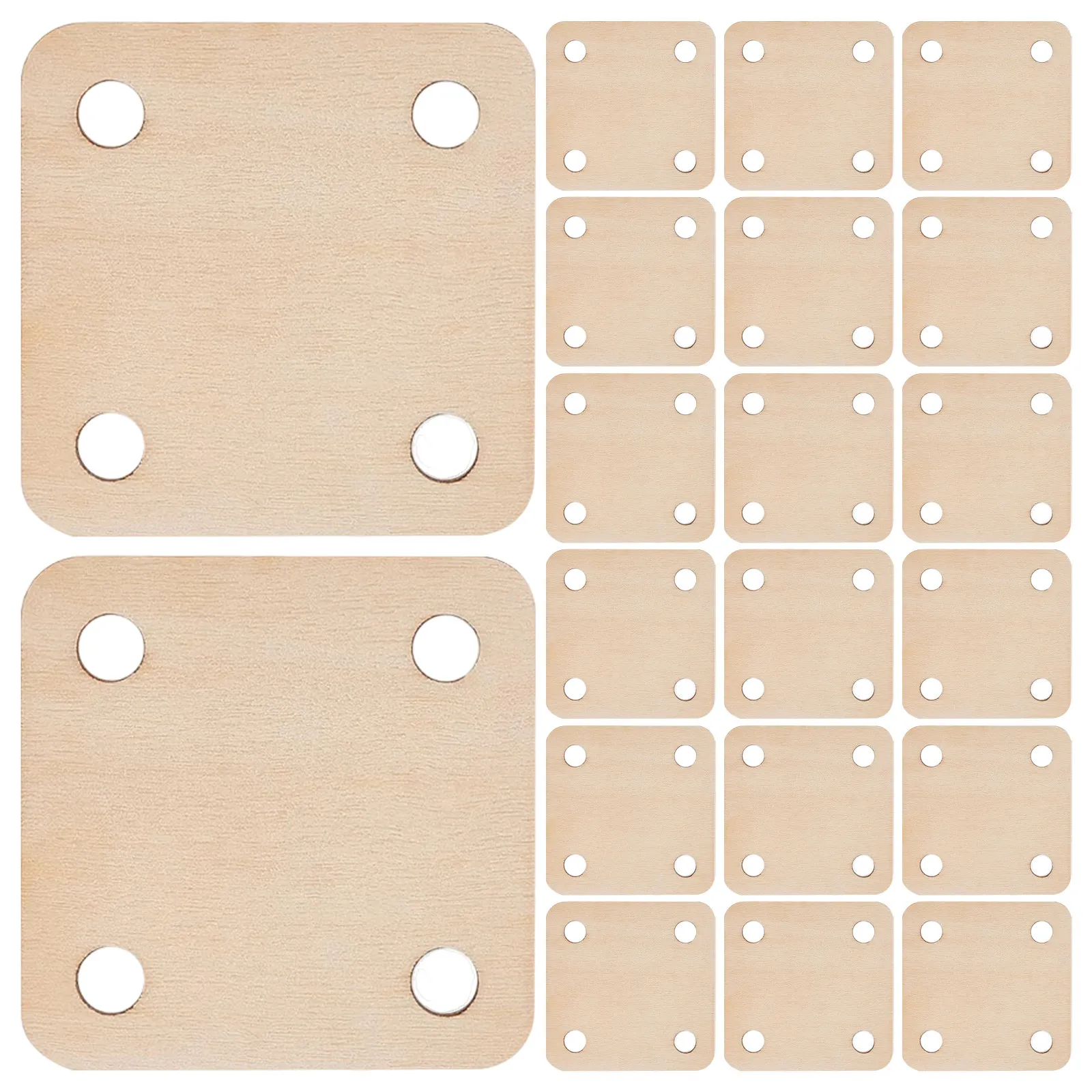 72pcs 1.95-inch Wooden Weaving Cards for Tablet Loom – 4-Hole Square Craft Supplies, DIY Educational Tools for Beginners