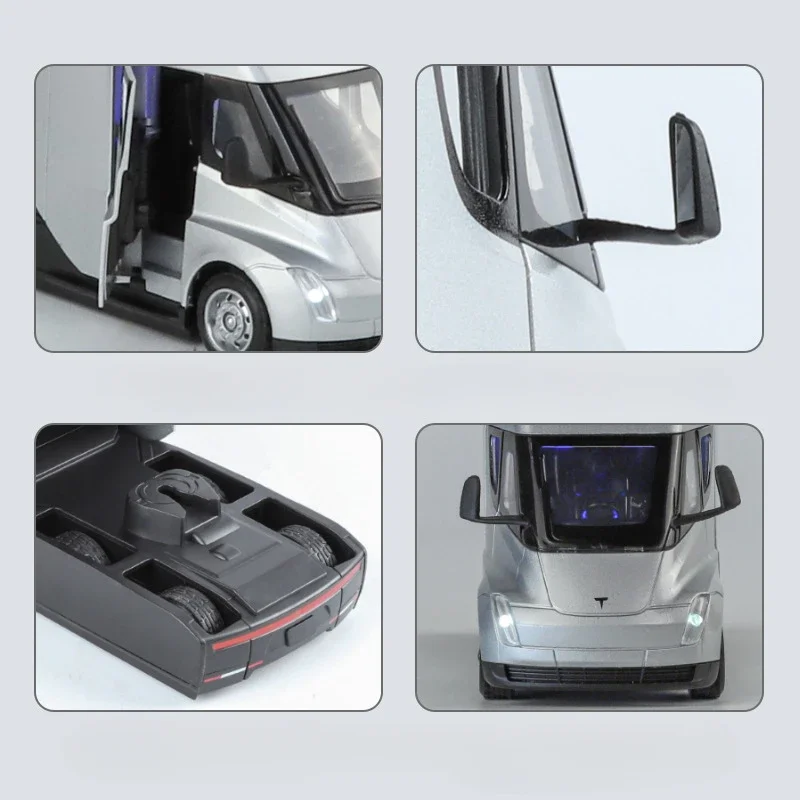 1:32 Tesla SEMI truck Head Alloy Car Diecasts & Toy Vehicles Metal Toy Car Model Sound and light Collection Kids Toy Christmas
