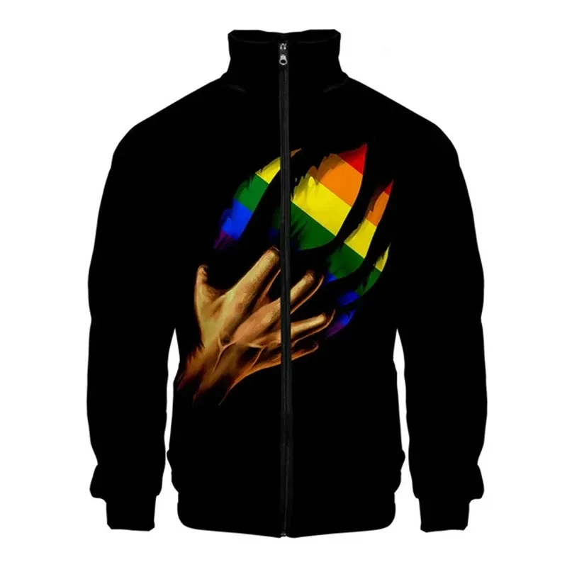 3D Printed Free LGBT Flag Graphic Zipper Jacket Long Sleeve Men Women Coats Jackets Clothes Male Casual Hoodies Streetwear