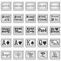 URING Words Love Dream FAITH BOSS LADY Personality Italian Charm Links Fit 9mm Bracelet Stainless Steel Jewelry Making DIY