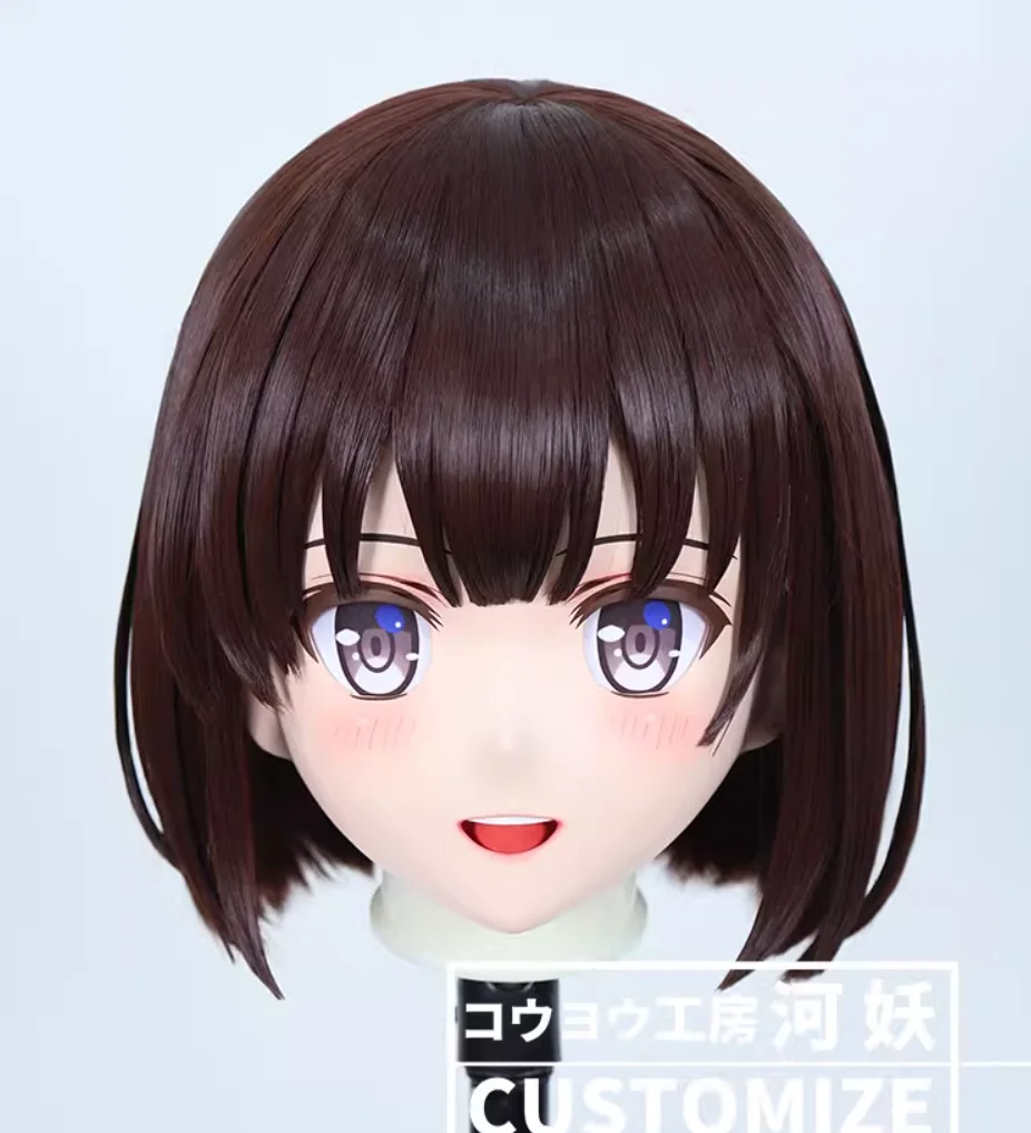

C-58-33 Customize Full Head Resin Cartoon Cosplay Japanese Character Anime Role Play Crossdress Kigurumi Mask With Back Shell