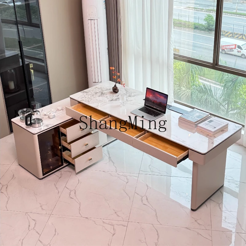

SM modern light luxury corner desk chair combination boss table office tea table integrated high sense