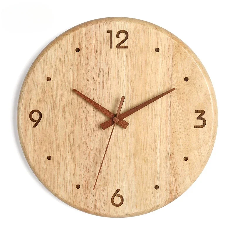 

wall wood simple clock living room Raw wood silent wood clock