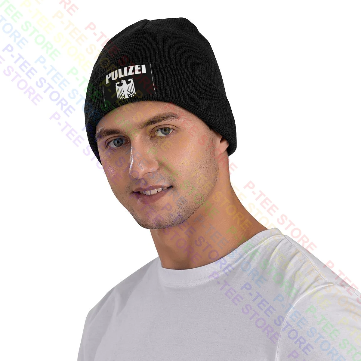 Polizei German Police Eagle Knitted Beanie Hat Beanies Cap Trendy Headwear Streetwear