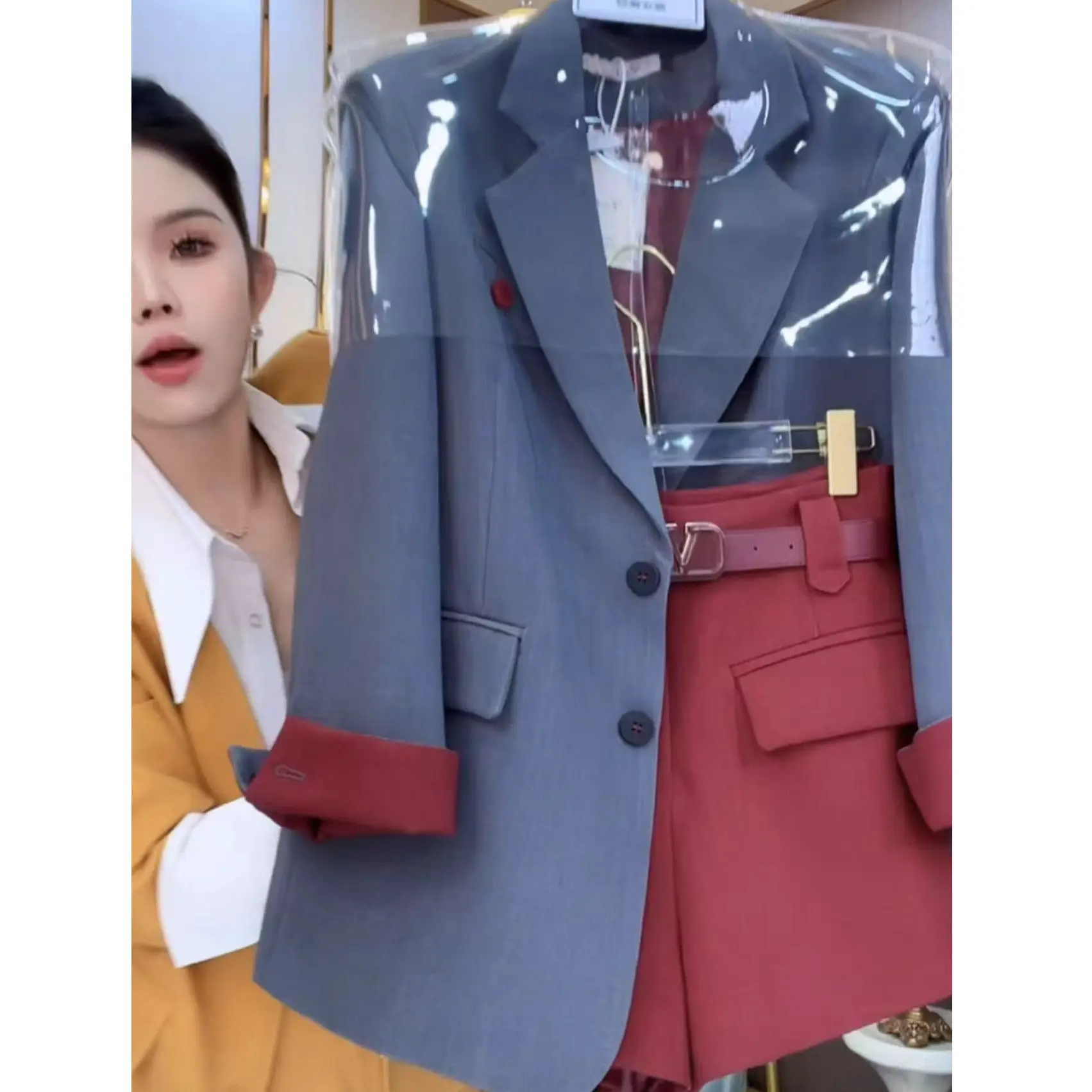 봄과 가을 모두 우아하고 스타일리시한 여신 스타일 고급스럽고 멋진 투피스 세트