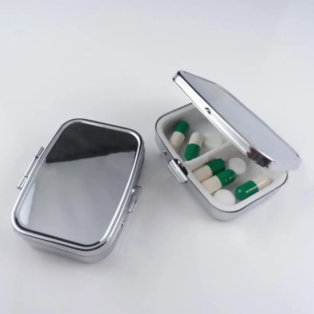 1/2/3 Grids Metal Heart Key Chain Pill Box Travel Medicine Case Pill Organizer Box Weekly Tablet Holder Storage Container Case