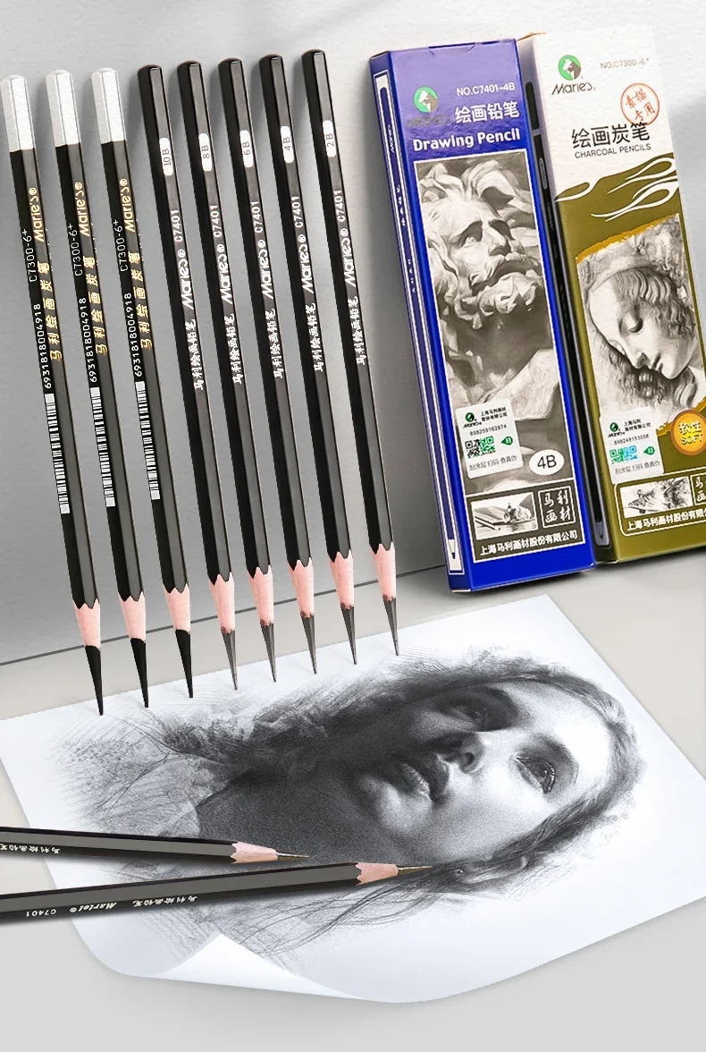 Professionelles Kohle- und Graphitstift-Set für Künstler, Zeichen- und Skizzierbedarf, 2H HB B 2B 3B 4B 5B 6B 8B – Detail 2