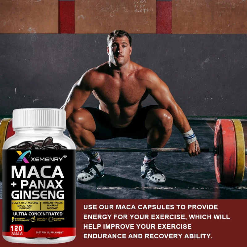 Maca + Ginseng - Increases Energy and Muscle Growth, Improves Endurance and Fights Fatigue, and Promotes Good, Restful Sleep