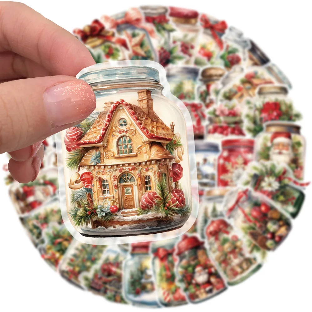 10/30/50PCS Christmas Bottle Festive Atmosphere Sticker DIY Phone Laptop Luggage Skateboard Graffiti Decals Fun forToy