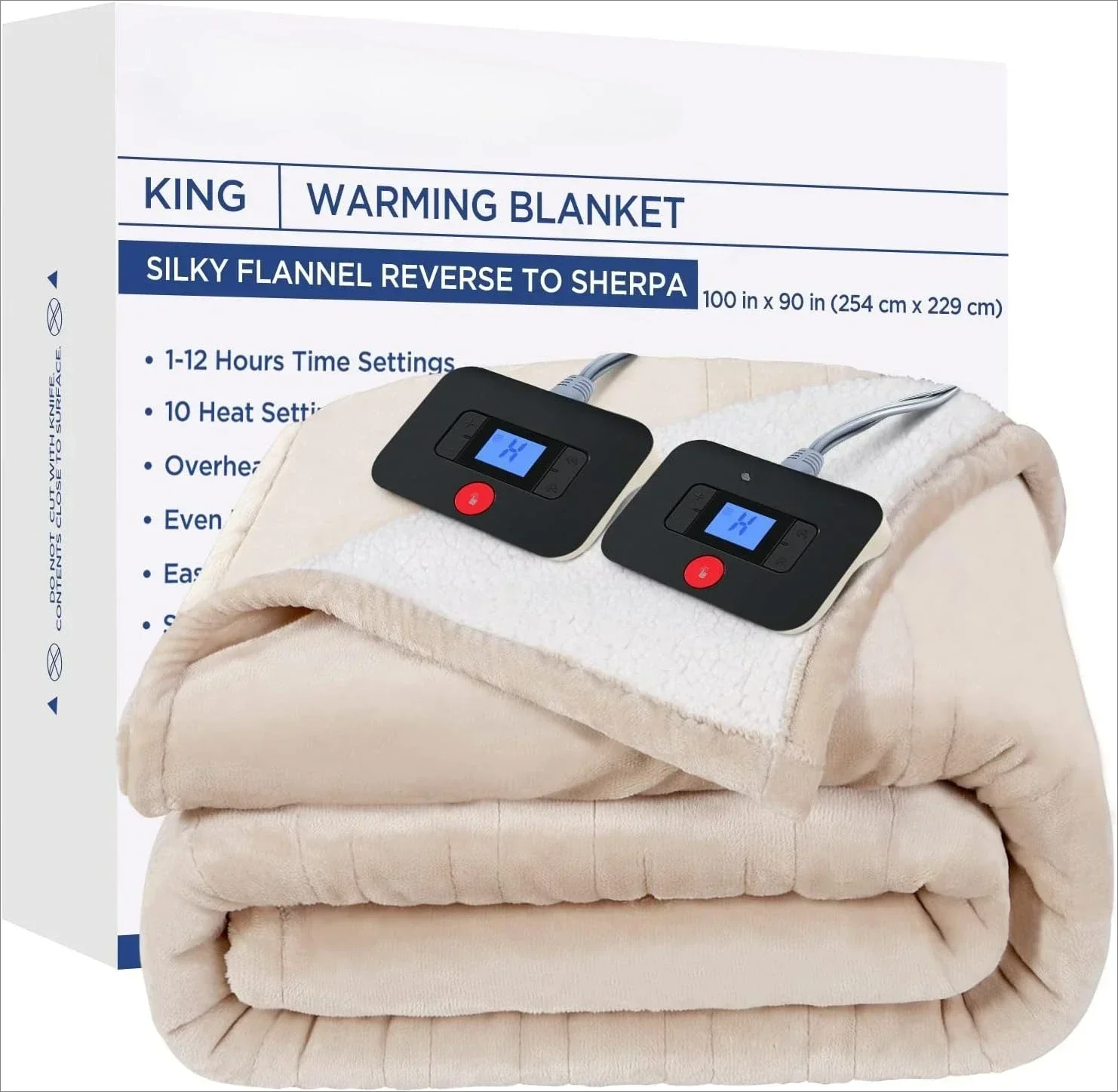 

[Hot Sale, Limited Stock!]Electric Blanket King, Heated Blanket King Size with 10 Heating Levels and 1 to 12 Hours Heating Time