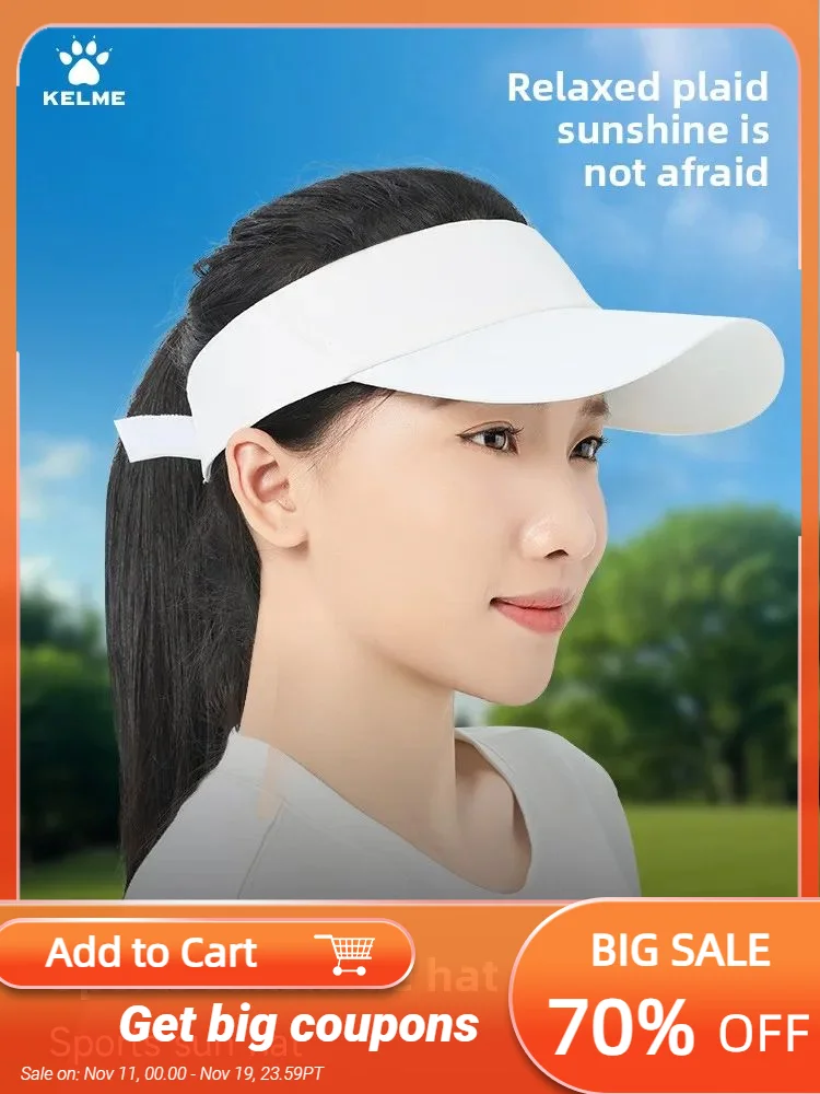 

Kelme Running Empty Top Hat Sunscreen Hat Men's Breathable Baseball Hat Sun Hat Sports Tennis Hat