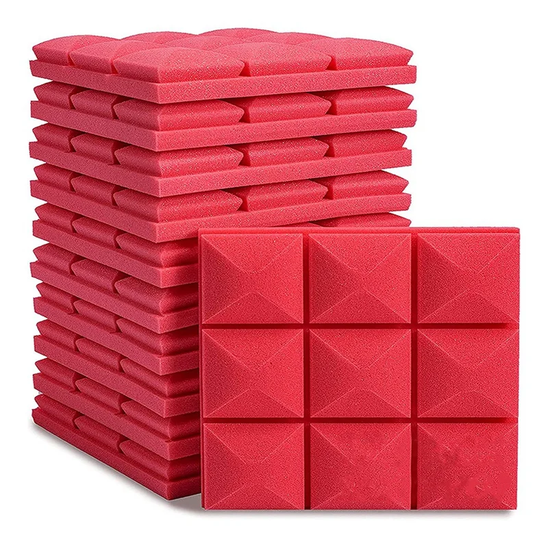 

12 PCS Soundproof Foam Wall Panels Studio Sound Proof Foam Panels Soundproofing Wall KTV Room Red