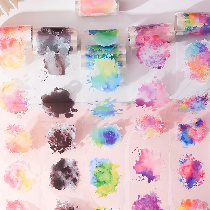 Mr. Paper 2Style 6Rolls/box Ink Swoosh Theme Boxed Tape Creative Handbook DIY Beauty Decorative Tape