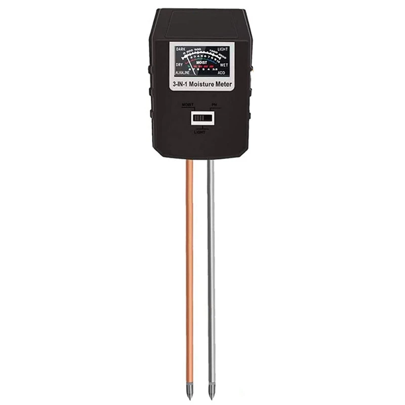 

Измеритель PH почвы, тестер влажности почвы/солнечного света/PH с большим экраном, комплект для тестирования почвы во дворе, надежный садовый инструмент для почвы, черный