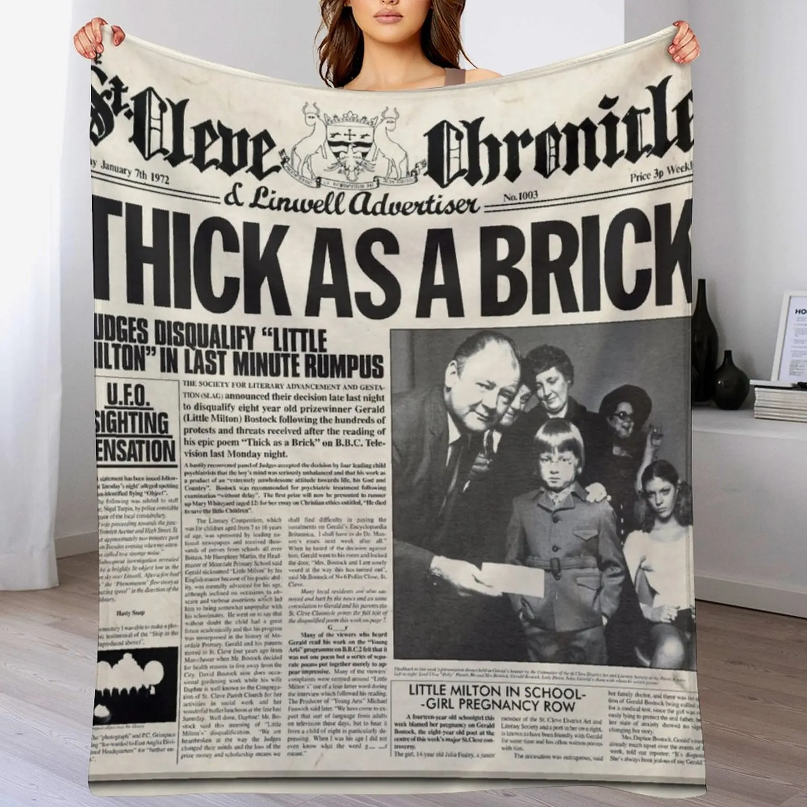 Jethro Tull - Thick as a Brick Newspaper Throw Blanket Versatile Cozy Throw Blanket for All Occasions