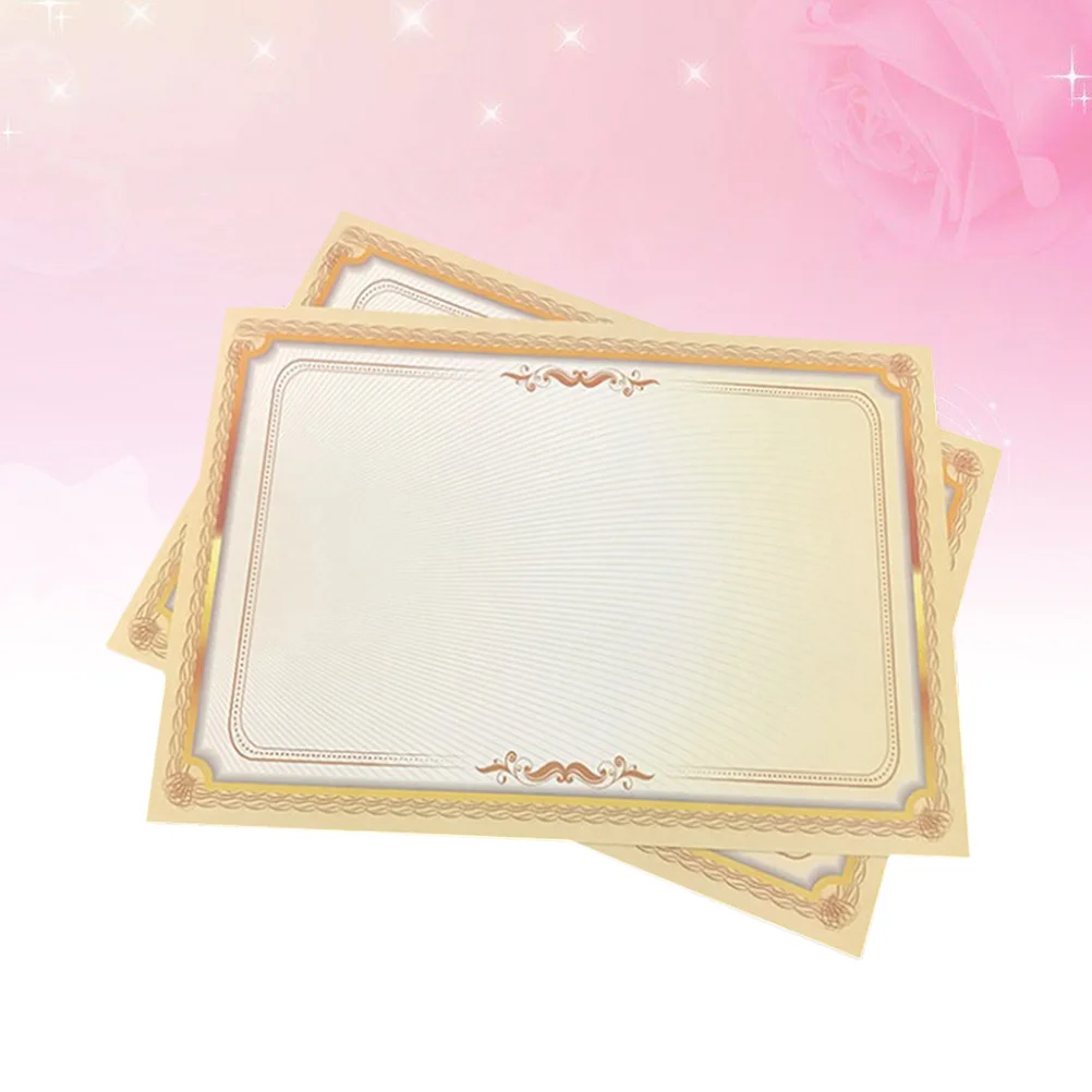 

20pcs A4 Certificate Paper Gold Border Gradient Design For School Graduation Volunteer Recognition Award Printing Supplies