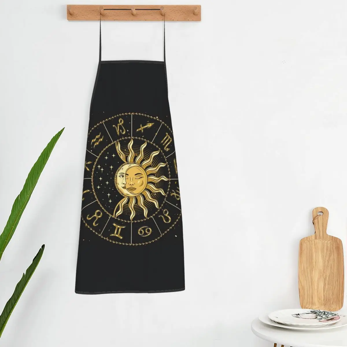 Horoscope Wheel With Zodiac Signs Apron Chef Cooking Tablier Waterproof Bib Kitchen Cleaning Pinafore for Women Men Gardening