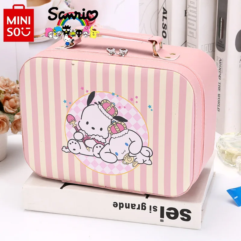 Miniso Sanrio 2024 New Women's Makeup Bag Fashionable High Quality Waterproof Women's Wash Bag Cartoon Cute Girl Storage Handbag