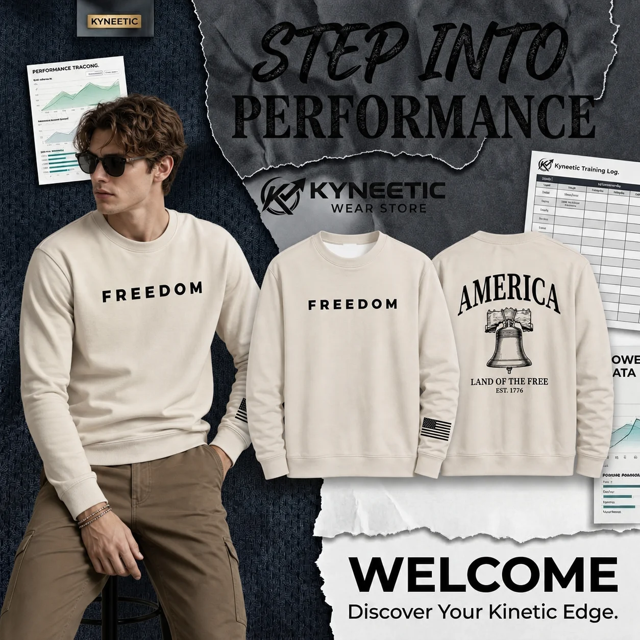 Retro Liberty Bell America Print Parent-Child Long Sleeve Crewneck Sweatshirt Casual Independence Day 4th of July Top Streetwear