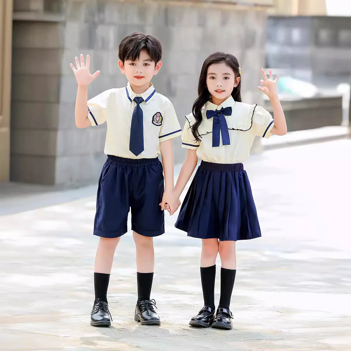 Koreaanse Japanse Gestreepte Schooluniform Voor Meisjes Jongens Matroos Kraag T-Shirt Geplooide Rok Korte Broek Strik Kleding Student Outfit