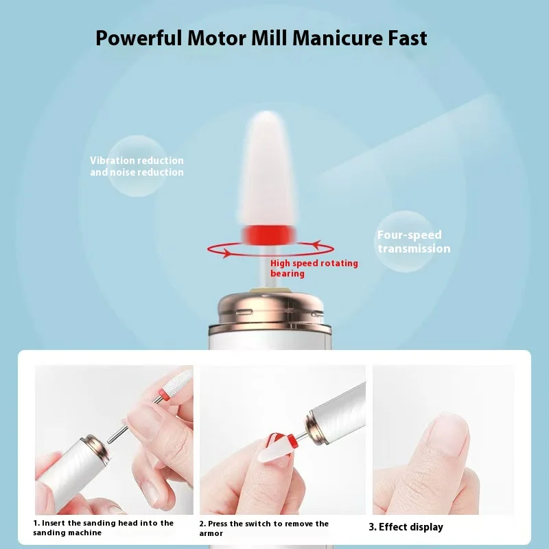 Trapano elettrico portatile per unghie, set di frese per tagliare le unghie, lucidatrice per unghie a velocità regolabile