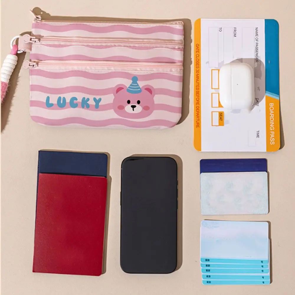 Card Pouch Lightweight Cartoon Passport Holder Zipper Slim Cute ID Card Holder Dustproof Portable Coin Bag Family Storage Tools