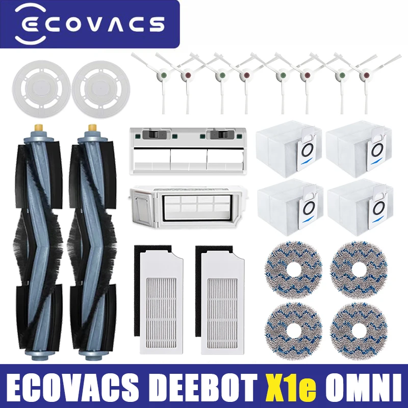 Ecovacs-Deebot X1e Omni Turbo Aspirador, Filtro Robô, Escova Lateral, Pano De Limpeza, Peças De Reposição, Acessórios Para Caixa De Pó