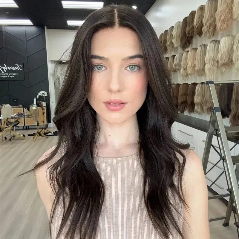 Women's Wig Premium Fibre Synthetic Wig Dark Brown HD Lace Front Wig Short Wave Bob Natural Preplucked Hairline with Baby Hair