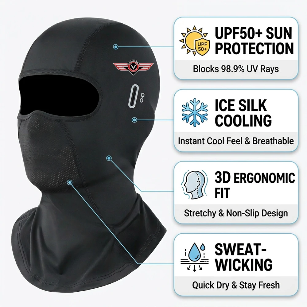 For Kawasaki Vulcan 500 650 750 800 900 2000 Motorcycle Balaclava Summer UV Protection Glasses Face Breathable Hole Winter Warm