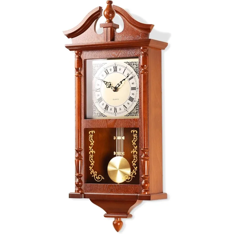 AYRELY® 25IN Grandfather Vintage Wall Clock with Pendulum and Chime, Hour/Quarter-Hour Chime,Rubberwood Frame,Vintage Wall Clock