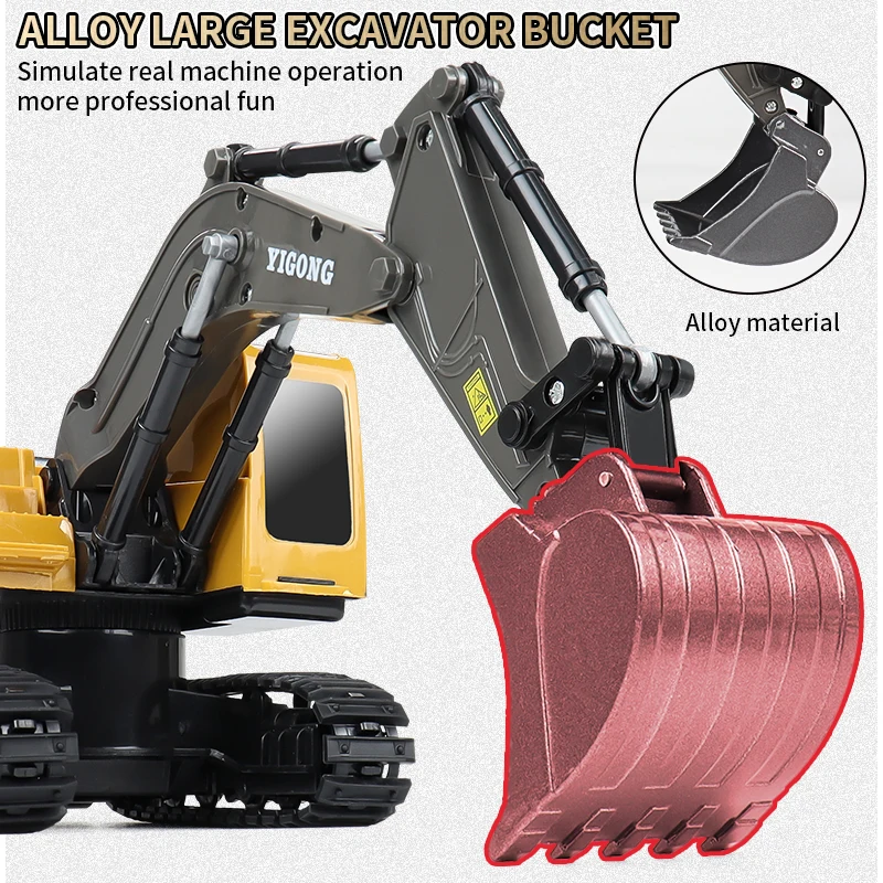 ZWN 2.4G 6/5CH Remote Control Excavator RC Model Car Toy Professional Alloy Plastic Simulation Construction Vehicle For Kid Gift