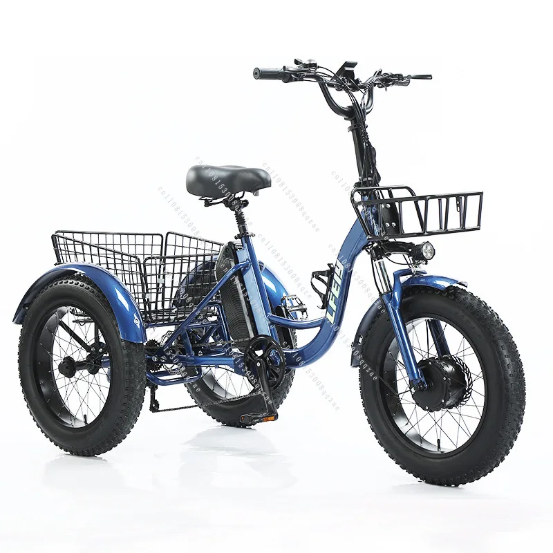 20 inch fat tire electric tricycle pedal power lithium battery tricycle rough tire snow bike