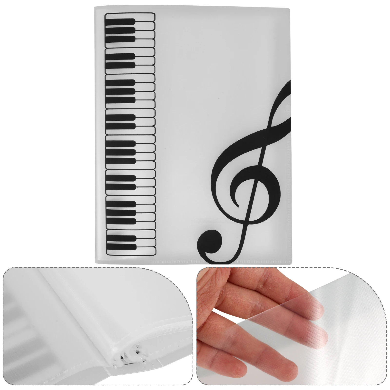 

A4 Sheet Music Clip Folder 80 Pages Clear Sleeves Portable Choir Binder Piano Books Score Organizer Storage Folders Plastic