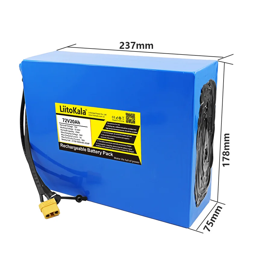 LiitoKala-Bateria de lítio para bicicleta elétrica, scooter, motocicleta, bateria de alta potência BMS, 5A carregador, 20S4P, 84V, 72V, 20Ah, 21700