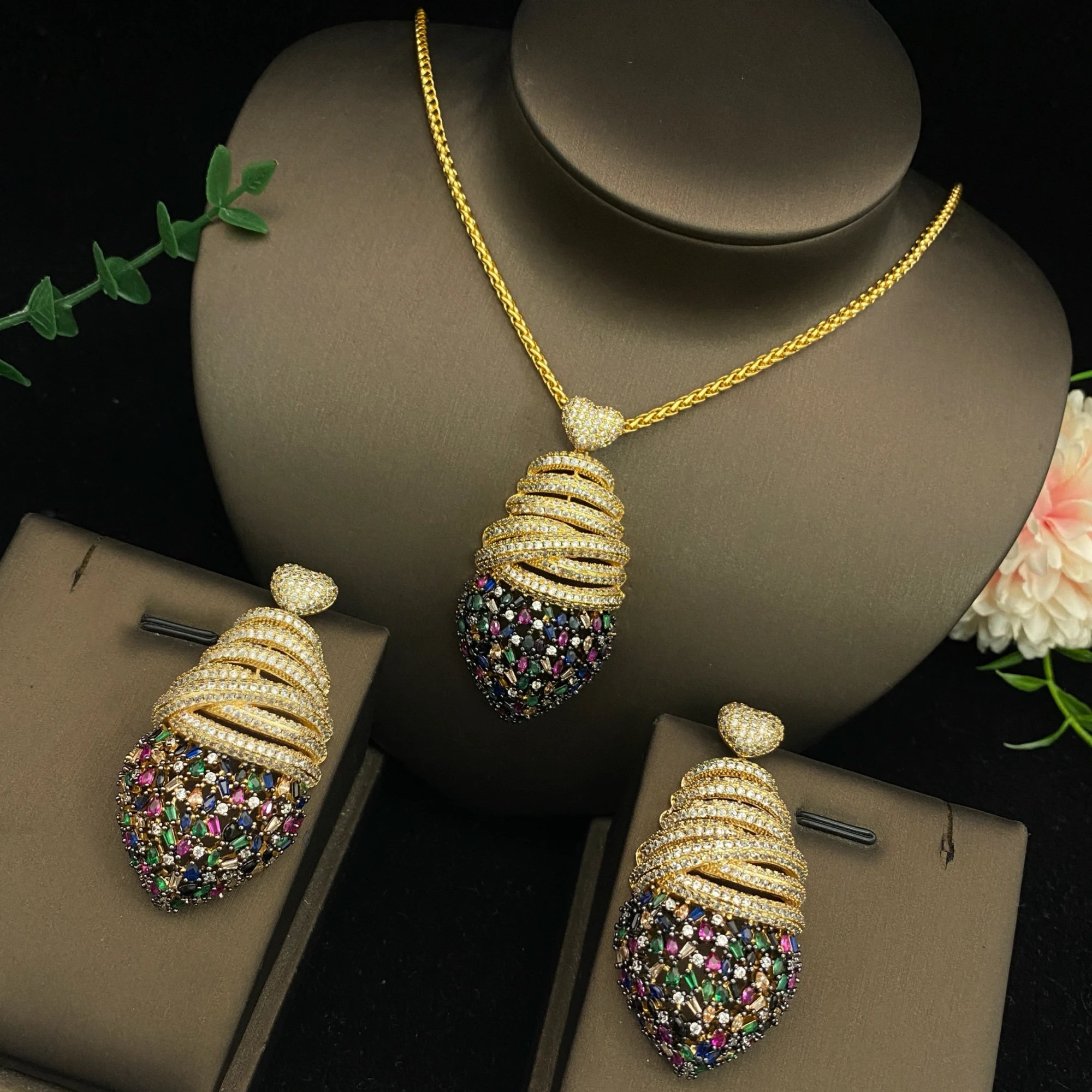 

JRH For Women African 2pcs Bridal Jewelry Sets New Fashion Dubai Wedding Party Accessories Design Give Gift Box