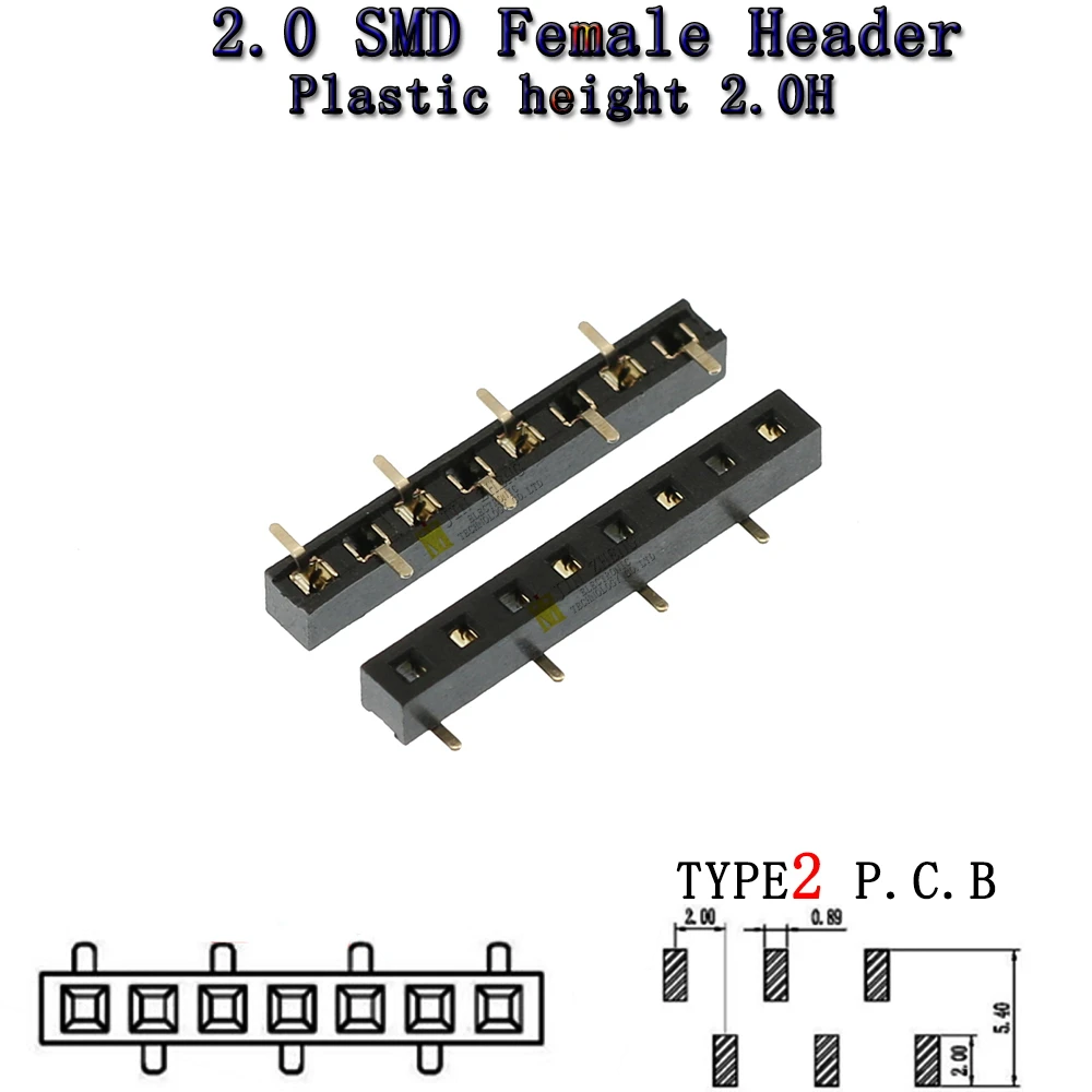10 PZ SMD TYPE2 Passo 2.0 MM H2.0 singola fila patch verticale dislocazione fila singola fila ago sede madre 1X4p5p6p8p10p ~ 12p