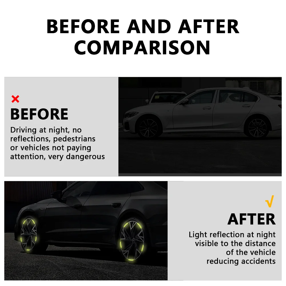 5/10/20Pcs Car Reflective Wheel Hub Tire Decoration Rim Glow Night Sticker For Volkswagen Jetta Tiguan Golf Magotan Tharu Passat