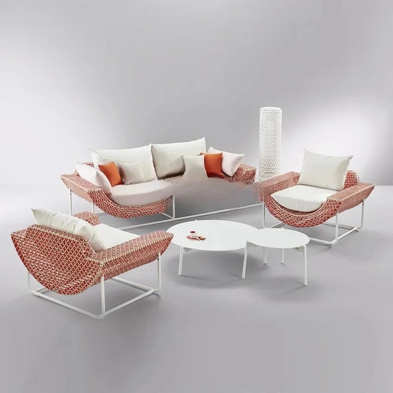 

S Диван из ротанга Дизайнерский открытый сад Двор Вилла Тераса Балкон Досуг Комбинированный диван из ротанга