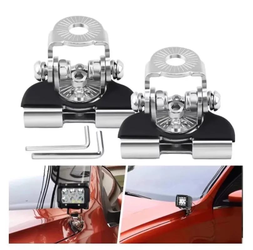 

1PAIR Car Engine Hood Led Light Mounting Bracket Auto Bonnet Cover Piller Lamp Holder Clamp Clip No Drilling SUV 4WD 4X4