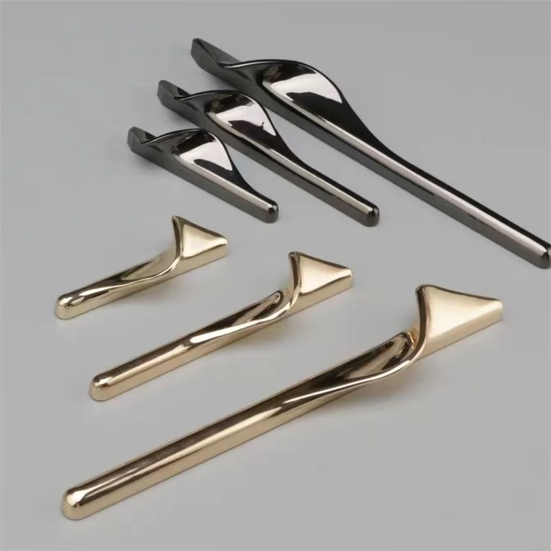 2pcs French Gold Furniture Handle Curve Shape Cabinet Handles Door Drawer Knobs Long Cupbaord Wardrobe Shoe Closet Pulls Decor