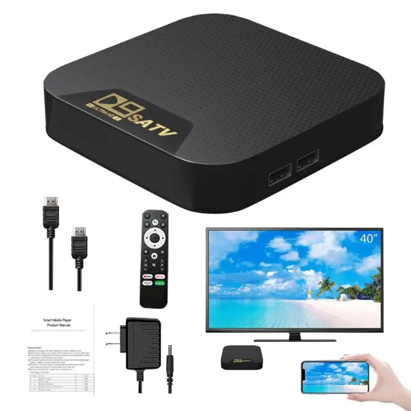 D9S AVT 2.4G/5G Wireless Smart TV Box ARM Cortex-A53 Quad Core CPU Mali-450 750MHz GPU Home Smart Digital Media Audio Player