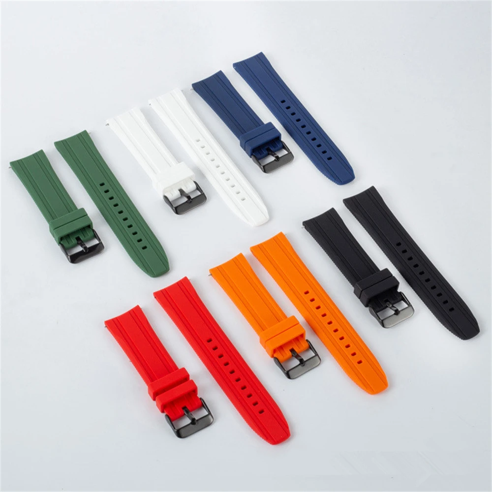 Универсальный изогнутый силиконовый ремешок для телефона 20 мм 22 мм для мягкого ремешка huawei водонепроницаемый ремешок для наручных часов