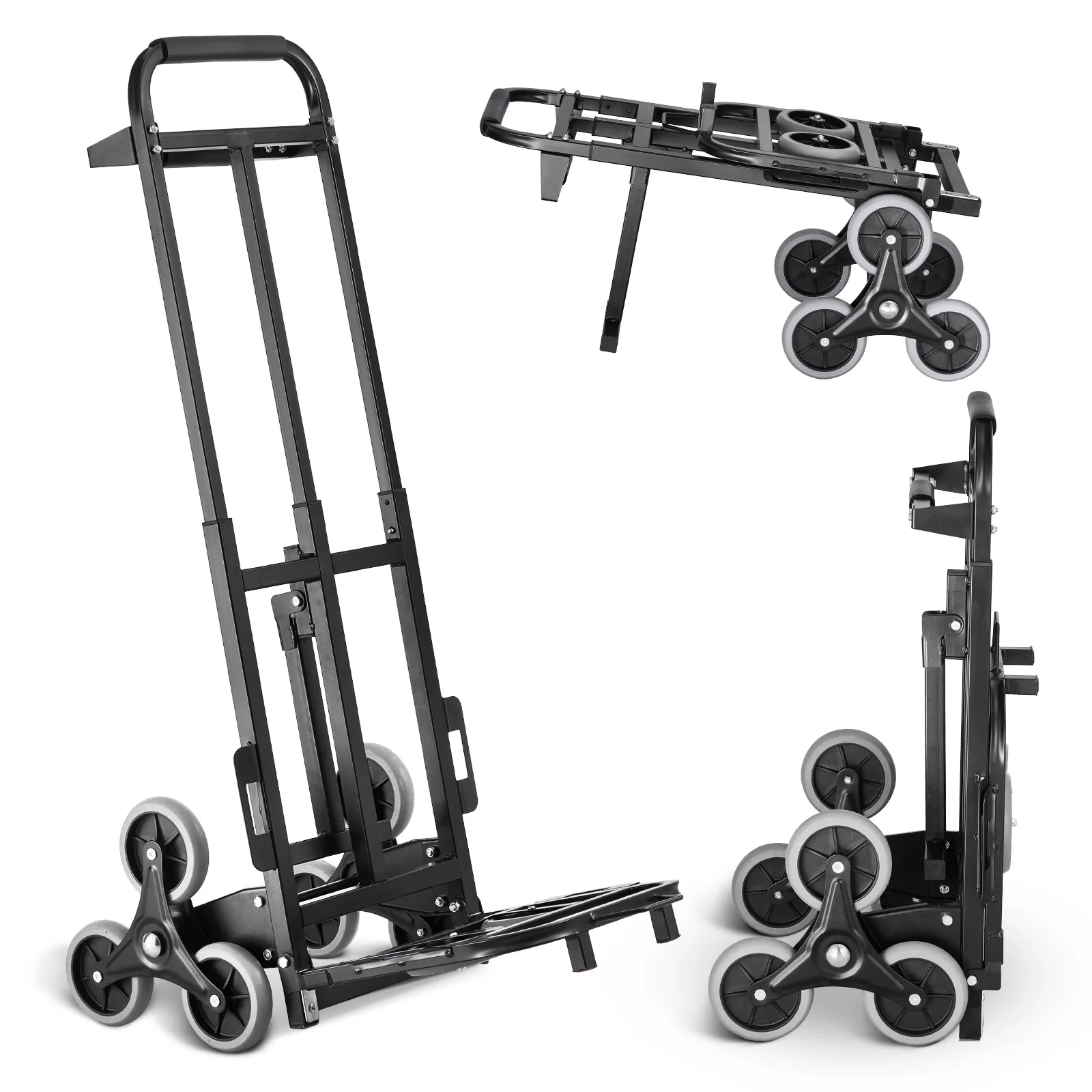 

SucceBuy 460 lbs Stair Climbing Cart Folding Hand Truck Dolly with Handle 6 Wheels & 2 Ropes for Shopping Moving Warehouse