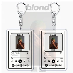 Frank Ocean Blonde Music Keychains for Women Accessories Bag Pink + White Be Yourself Ivy Playlist Code Keying Jewelry Fans Gift
