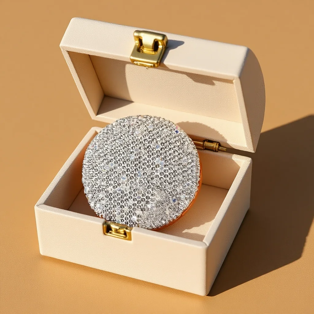 Mini Round Mirror Bling Compact Pocket Mirror Travel Cosmetic Mirror Clear For Handbag Daily Commute Office Desktop