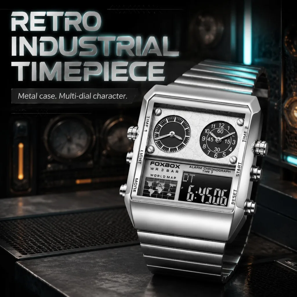 FOXBOX Luxury Brand Mens Watches Sport Digital Wristwatch Waterproof Digital Square Clock Men Watch for Man Relogio Masculino