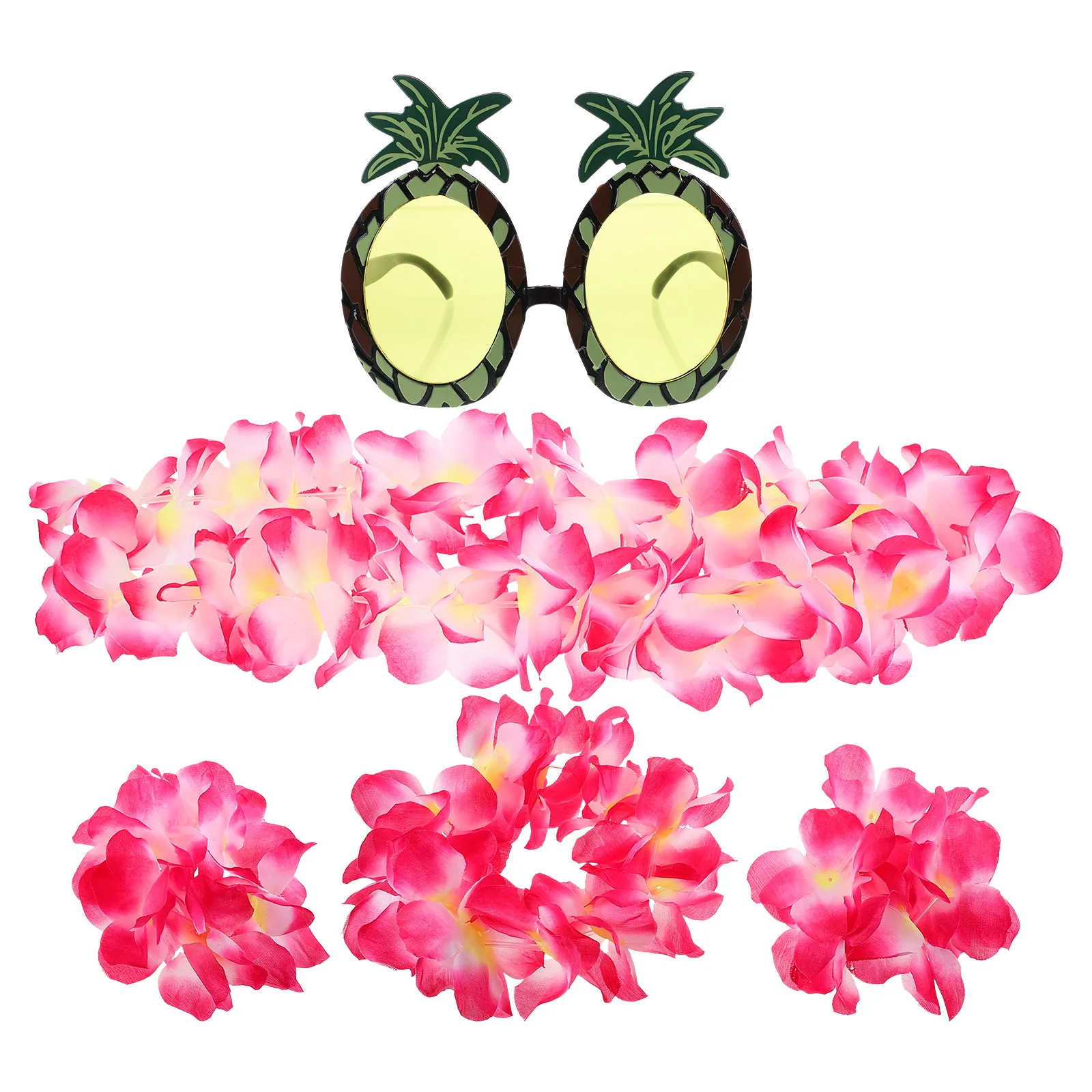 

1 комплект, гирлянда для гавайской вечеринки, прочный комплект одежды, летний пляжный костюм Луау, очки с ананасами, повязка на голову, браслет