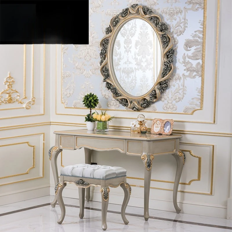 European makeup table small apartment master bedroom dresser mirror stool combination set princess luxury makeup table furniture